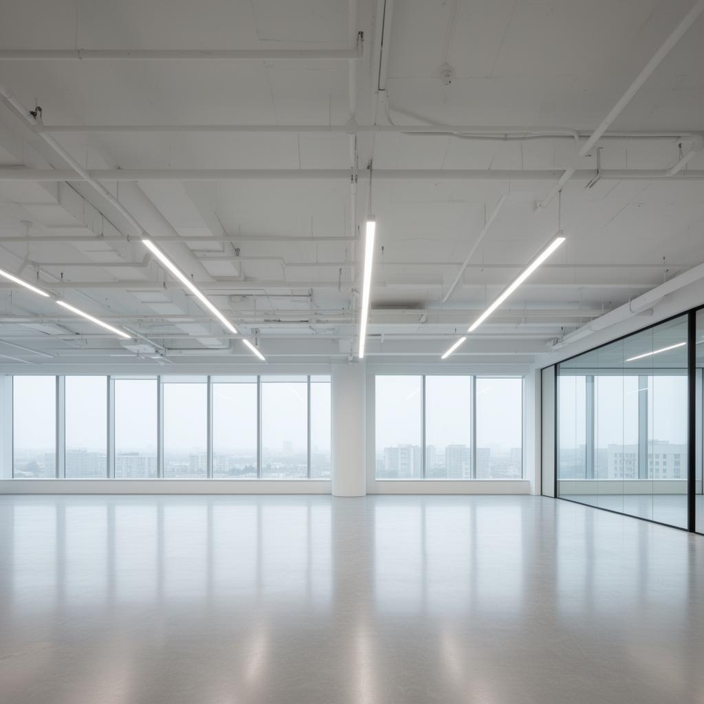 Modern commercial interior with finished M&E services